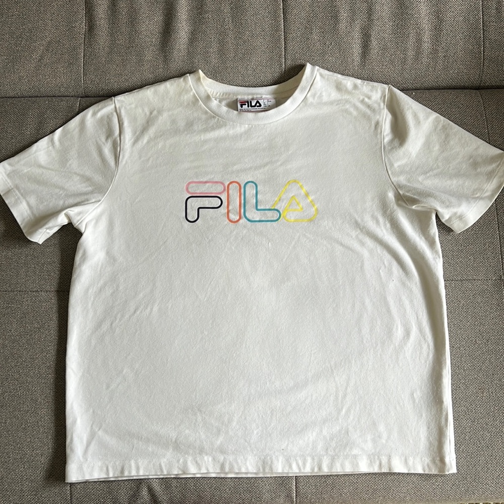 FILA white logo boxy tee Youth L